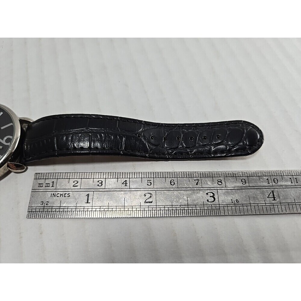 Womens Nine West Silver Tone Gray Watch Black Leather 40mm NW/1559 New Battery - Picture 7 of 10